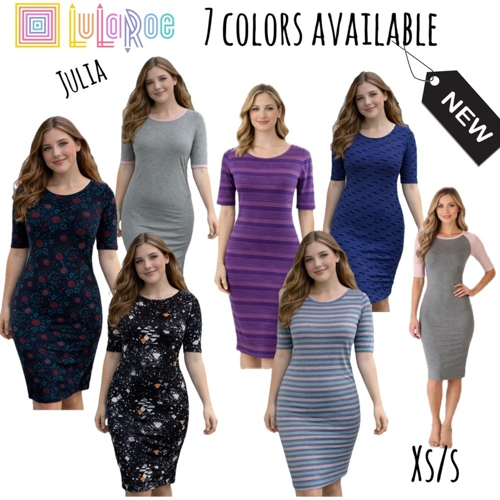 NWT LULAROE Julia XS Gray and pink dress
